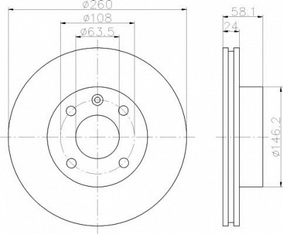 HELLA PAGID 8dd355100721 -  Тормозной диск